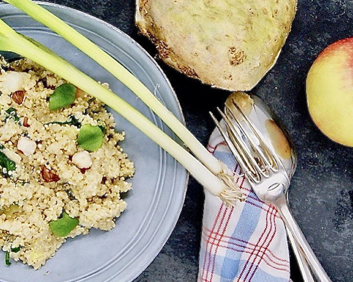 Quinoa au céleri-rave, à la pomme et aux noisettes