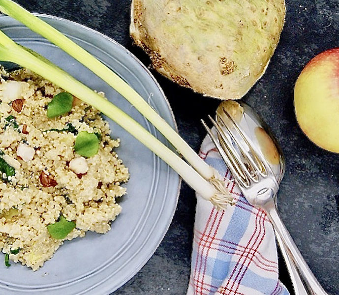 Quinoa au céleri-rave, à la pomme et aux noisettes