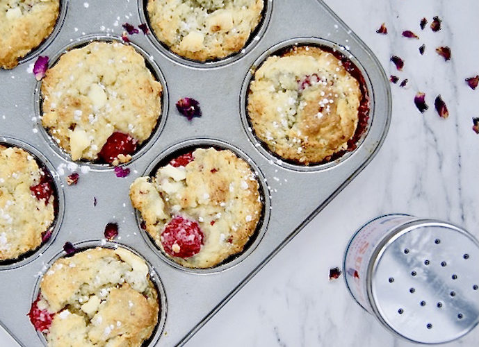 Muffins aux framboises et chocolat blanc