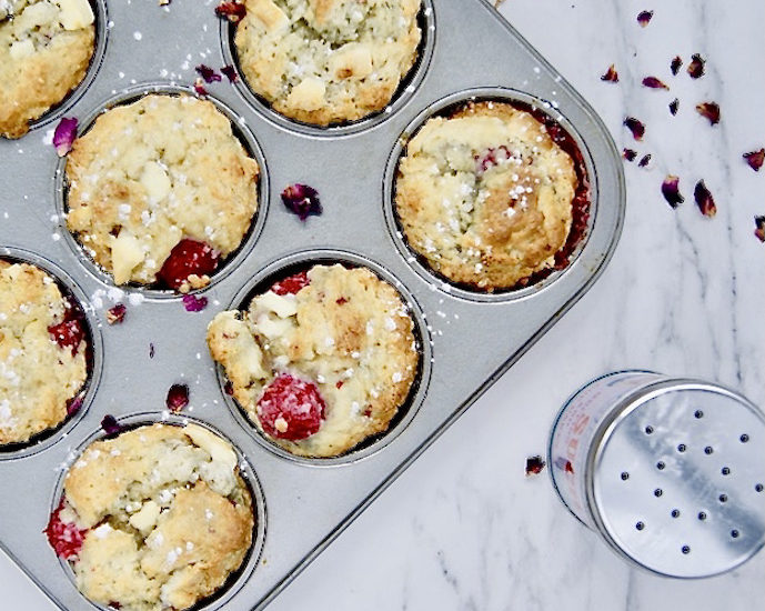 Muffins aux framboises et chocolat blanc