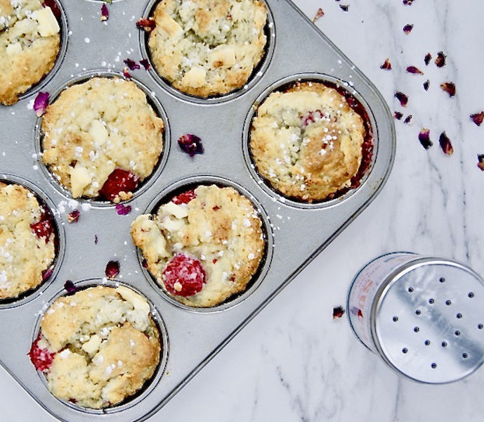 Muffins aux framboises et chocolat blanc