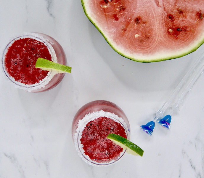 Cocktail pastèque, framboises et citrons verts