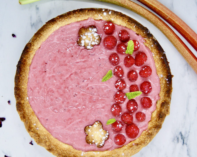 Tarte rhubarbe-framboises