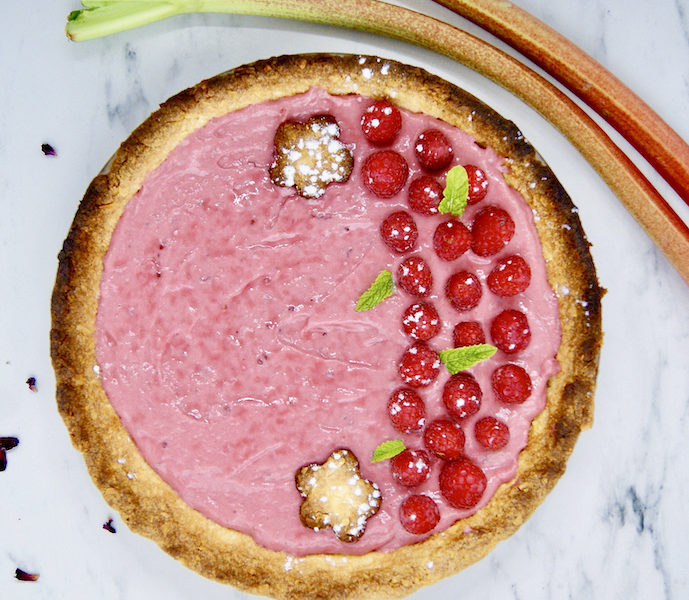 Tarte rhubarbe-framboises