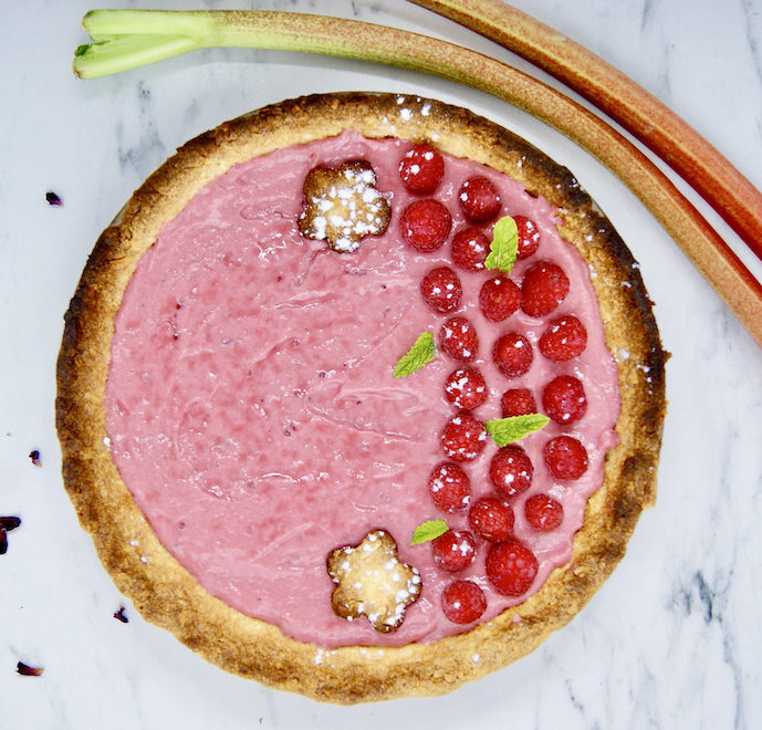 Tarte rhubarbe-framboises