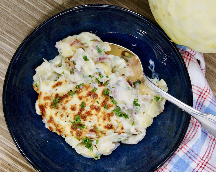 Gnocchi au chou blanc gratiné