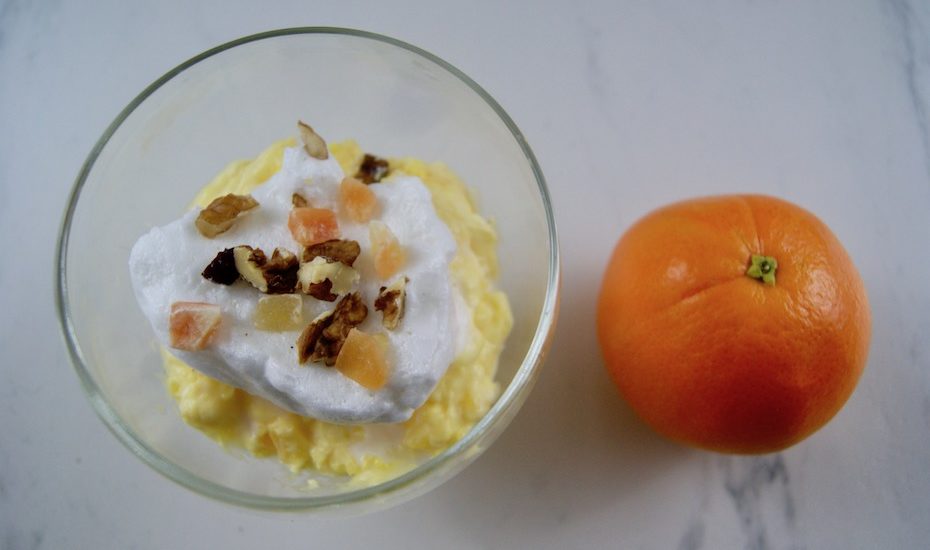 Crème à l’orange, îles flottantes