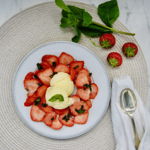 Fraises à la menthe