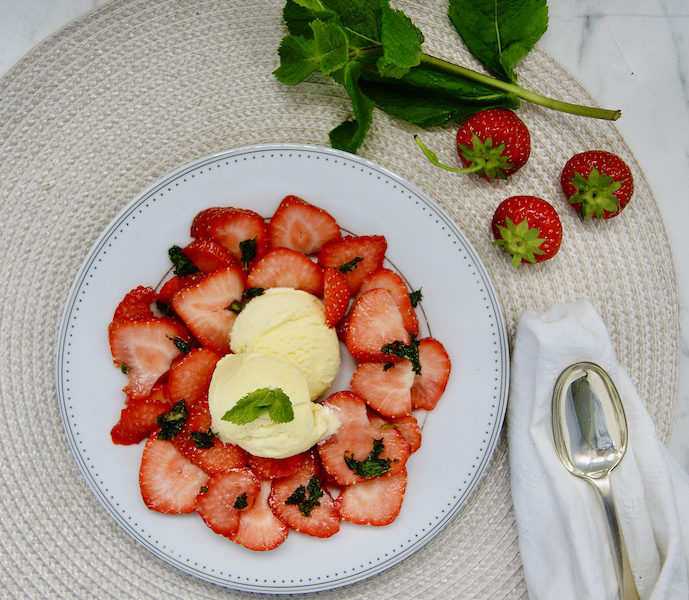 Fraises à la menthe