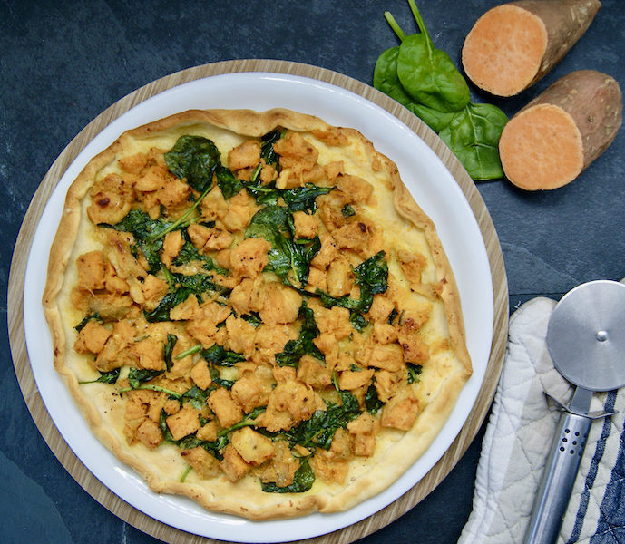 Pizza à la patate douce et épinards
