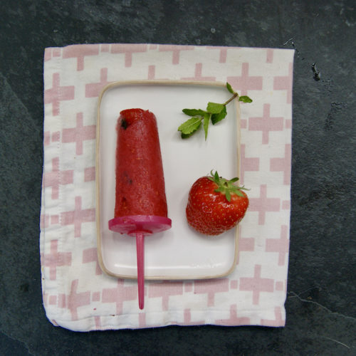 Sucettes glacées, mojito fraises et litchis