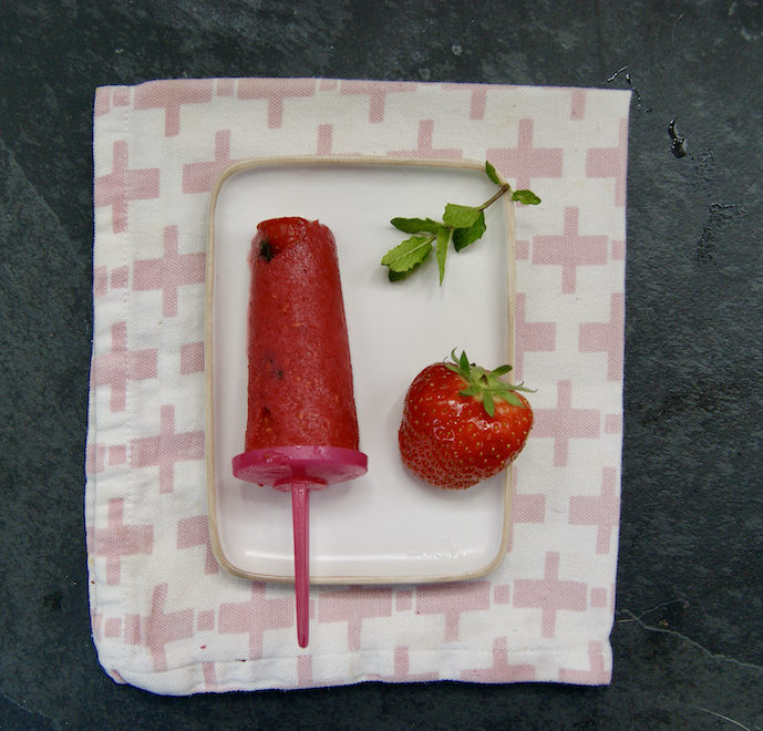 Sucettes glacées, mojito fraises et litchis