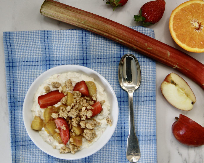 Birchermuësli rhubarbe et fraises