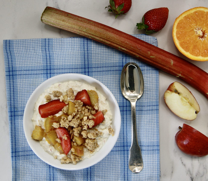 Birchermuësli rhubarbe et fraises