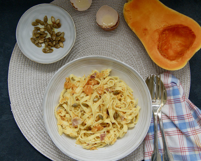 Tagliatelle carbonara à la courge