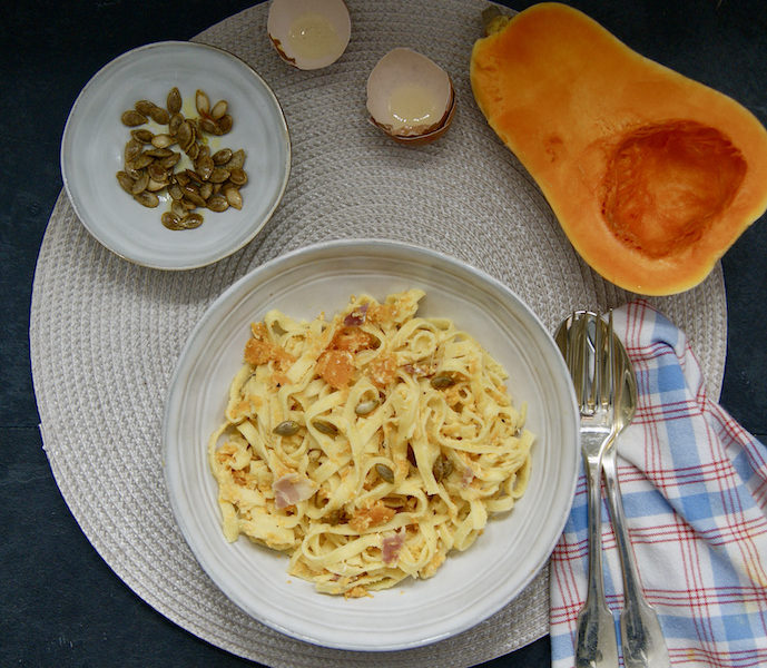 Tagliatelle carbonara à la courge