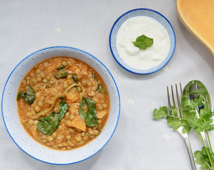 Curry de butternut aux lentilles