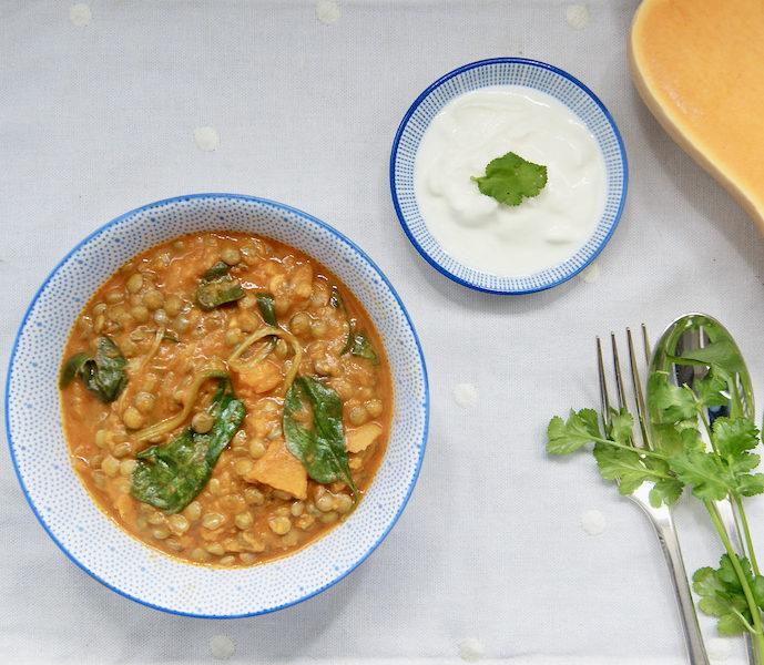Curry de butternut aux lentilles