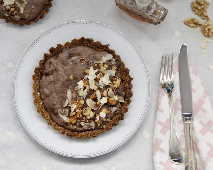 Tarte au cacao et noix