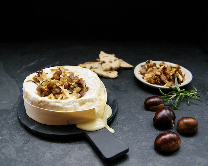Camembert au four et croustillant de marrons