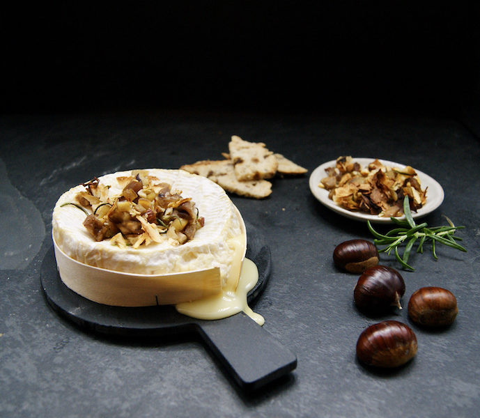 Camembert au four et croustillant de marrons