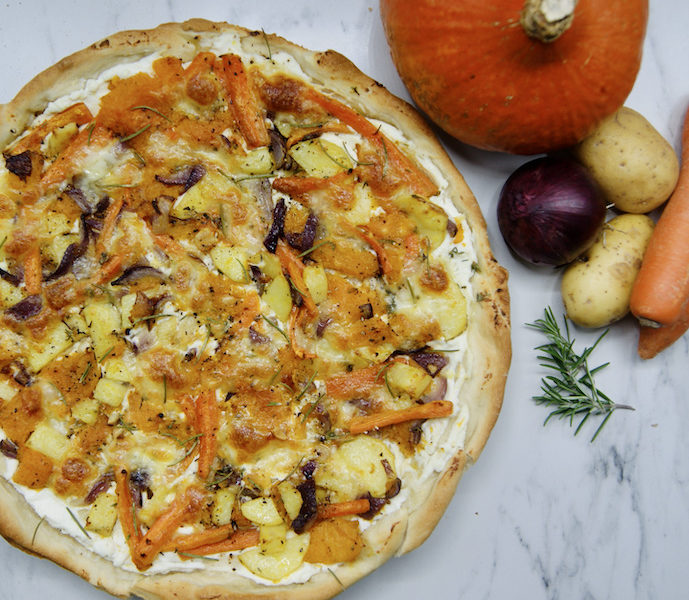 Pizza aux légumes d&rsquo;hiver rôtis