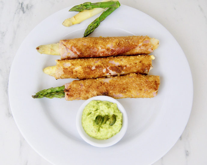Rouleaux panés et pesto aux asperges