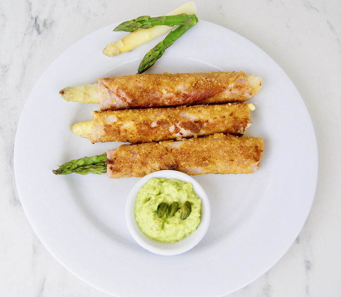 Rouleaux panés et pesto aux asperges