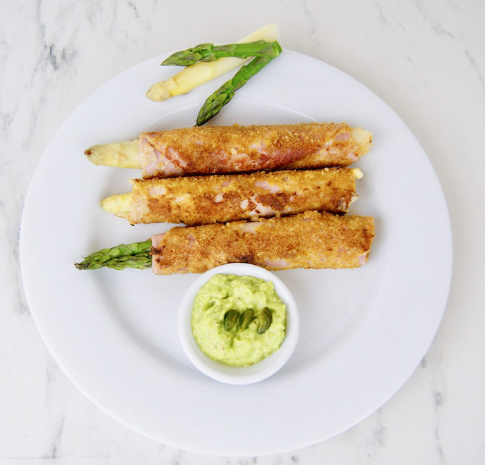 Rouleaux panés et pesto aux asperges