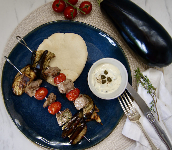 Brochettes de boeuf aux aubergines