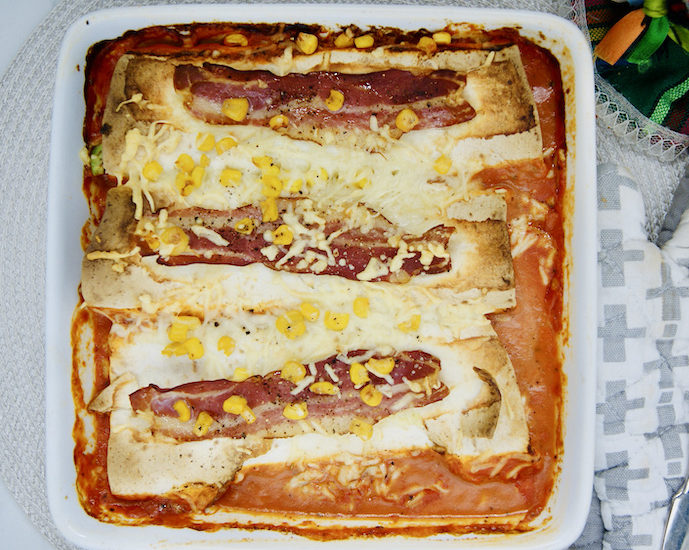 Tortillas farcies avocat-maïs au four
