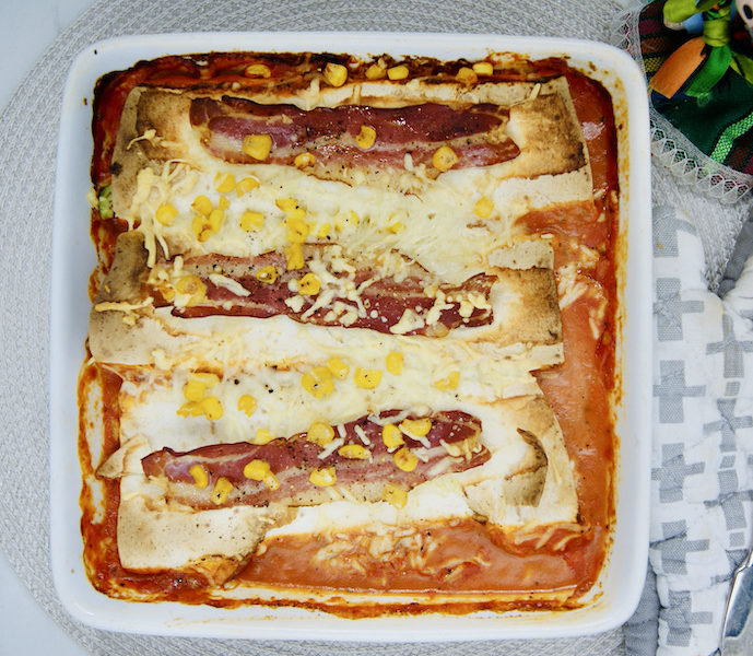 Tortillas farcies avocat-maïs au four
