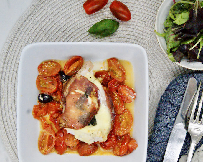Poulet à la mozzarella fondue