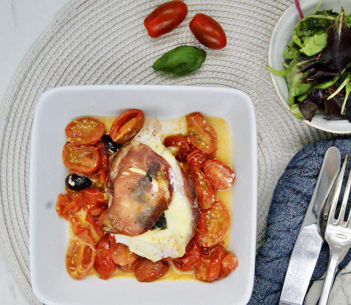 Poulet à la mozzarella fondue