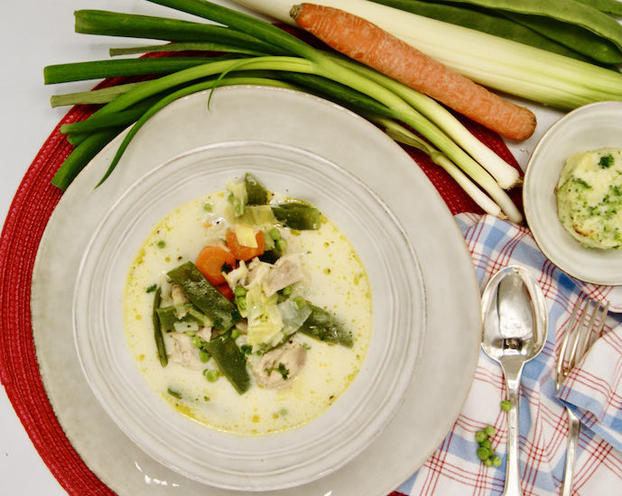 Ragoût de poulet aux légumes du printemps