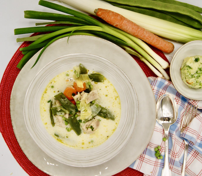 Ragoût de poulet aux légumes du printemps