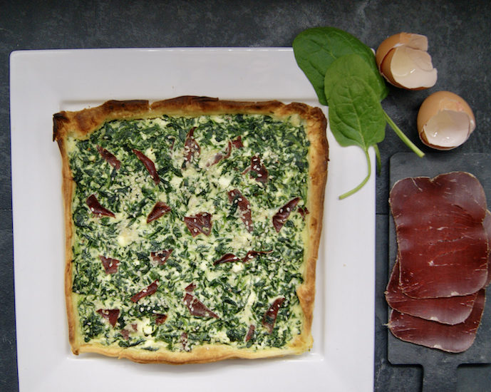 Quiche aux épinards et viande des Grisons