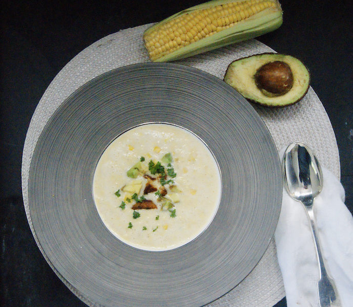 Velouté de maïs et tofu poêlé sauce barbecue